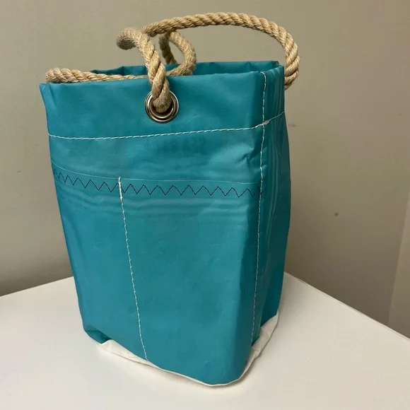 SEA BAGS TIE-DYE LIFE IS GOOD BEACHCOMBER BUCKET BAG TOTE Teal Blue Rainbow - Picture 5 of 12